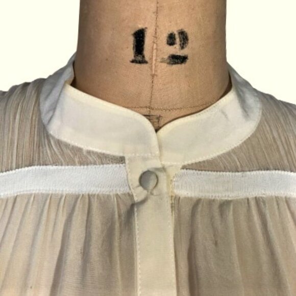 Sachin + Babi 100% silk applique  ivory/cream ruched sleeves tunic top - Picture 13 of 16